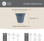 The HC Companies Sedona Round Self-Watering Pot - Lightweight Self Care Planter - Plastic Planter for Herbs & More - Durable Plant Pots for Indoor Plants & Outdoor Plants (16" Slate Blue, Pack of 2)