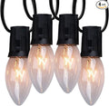C9 Clear Christmas String Lights, Outdoor Christmas Lights String, Hanging Roofline Lights, Patio Lights for Outdoor Decor, Black Wire, 100 Feet