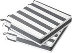 AAAAAcessories Outdoor Seat Cushions for Chairs, Waterproof, Fade-Resistant Patio Furniture Replacement Cushions, 20" x 20" x 3", Set of 2, Gray Cabana Stripe