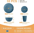 Homienly Wheat Straw Plates and Bowls Set, Premium Wheat Straw Dinnerware Sets- Dinner Plate, Dessert Plates, Cereal Bowls, Drinkig Glasses, Microwave and Dishwasher Safe Dish Set for Camping - Blue