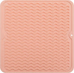 Silicone Dish Drying Mat for Multiple Usage,Easy clean,Eco-friendly,Heat-resistant Silicone Mat for Kitchen Counter or Sink,Refrigerator or Drawer liner Pink M 12 inches x 12 inches