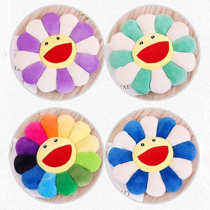 TEFU Flower Plush Pillow, Sunflower Pillow Soft & Comfortable Sunflower Cushion Colorful Sun Flower Plush Toy Home Bedroom Shop Restaurant Decor (Colorful,21.6in/55cm)