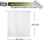 Waterproof Shower Curtain for Window Inside Shower, 30 x 30 Inches Short Length Plastic Bathroom Window Curtain Heavy Duty Vinyl with Hooks, Silky Frost, 30x30