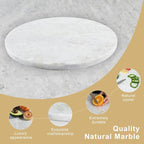 Koville Lighe Gray Marble Stone Cutting Board, Non-Stick Dough Pastry and Cutting Boards for Kitchen Counter, 16" Marble Cheese Board for Baking, Charcuterie, Trivet, Round Serving Slab for Countertop