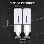 2-in-1 Quadrate Dispensers for The Shower,Shower soap Dispenser,Conditioner Dispenser, Shampoo Dispenser,No Drilled Wall Mounted Distributor,Hotel,Bathroom,Home (Double, White)