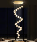 25-Lights Modern Chandeliers for High Ceiling Large Crystal Chandeliers LED Long Handing Light Fixture for Hallway Foyer Staircase 3000K