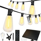 DAYBETTER 100ft Solar String Lights Outdoor Waterproof 50 Bulbs 2700K Warm White Outdoor String Lights Solar Powered 5W Solar Panel, 12+ Hours Runtime Luces solares automáticas
