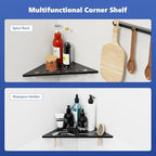 Corner Shower Shelf 10" Slot Design Recessed Shower Shelves for Tiled Wall, 304 Stainless Steel Corner Shelves for Bathroom Organizer (Black, Line-1PCS)