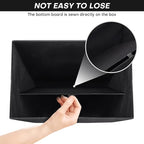 Large 17" 42 Quarts Collapsible Stackable Storage Bins with Lids [3-Pack] Foldable Fabric Linen Storage Boxes Cube, Closet Organizer Baskets with Label (16.7 x 12 x 12", Black)