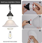 Vintage Plug in Pendant Light,Hanging Lights with Plug in Cord,16.4Ft Cord & 14.7Ft Chain Dimmable Black Hanging Light Fixture,Hanging Lamp with On/Off Switch for Kitchen,Bedroom,Living Room