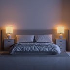 17.3" Table Lamp Set of 2 for Living Room Bedroom, Bedside Lamps for Night Stands, Desk Nightstand Lamp Dimmable, Modern Linen White Ceramic Lamps (White)