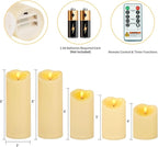 Amagic Waterproof Outdoor Flameless Candles with Remote, LED Candles Battery Operated with Timer, Flickering Fake Pillar Candle for Outside Patio Yard Decor, Dark Ivory, Set of 5, D3 X H4 5" 6" 8" 8"