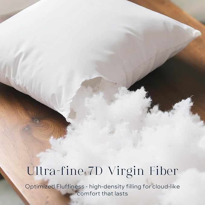 Phantoscope 100% Virgin Fiber Pillow Inserts, Premium Microfine Fiber Square Hypoallergenic Throw Pillow Inserts for Bedroom, Study, Chair 16x16 inches Pack of 4