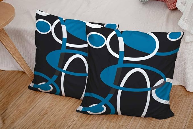 CAPSCEOLL Black Blue White Geometric Circle Printing Decorative Throw Pillow Case 16X16Inch Set of 2 Home Decoration Pillowcase Zippered Pillow Covers Cushion Cover