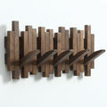 Natural Wood Wall Mounted Piano Coat Rack| Coat Rack Wall Mount| Flip Down Wall Hook Rack 5 Hooks| Entryway Coat Rack,Made of Acacia Wood (Walnut Color Dyed with Wood Wax Oil).Wall Art