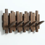 Natural Wood Wall Mounted Piano Coat Rack| Coat Rack Wall Mount| Flip Down Wall Hook Rack 5 Hooks| Entryway Coat Rack,Made of Acacia Wood (Walnut Color Dyed with Wood Wax Oil).Wall Art