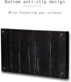Natural Real Marble Bathroom Vanity Tray Countertop 9'' Makeup Organizer for Dresser, Guest Towel Holder Tray Napkin Holder for Bathroom (Black)