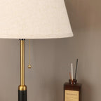 21" Bedside Lamps for Bedroom Living Room Modern Table Lamp Nightstand Lamp for End Tables 3-Color Temperatures Pull Chain Switch Wood Fabric for Home/Office/Desk Decor (Light Brown+Brass)