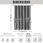 Seasonwood Grey Ruffle Button Shower Curtain Farmhouse Shower Curtain 72 X 78 inch Fabric Shower Curtains for Bathroom Bathtubs Decor