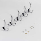 Wall Mounted Coat Rack - 5 Tri Hooks, Heavy Duty, Metal Coat Hook Rail for Coat Hat Towel Purse Robes Mudroom Bathroom Entryway (Chrome)