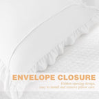 KKJIAF Ruffle Pillow Cases 18x18 Inches, White Square Ruffled Pillow Covers Set of 2, Microfiber Wrinkle Resistant Pillow Shams with Envelope Closure for Sofa Bed Living Room