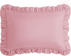 KKJIAF Ruffle Body Pillow Cases Set of 1, Ruffled Pillow Covers with Envelope Closure, Body Pillowcases Size of 20" x 54", Ruffled Long Pillow Shams, Light Pink