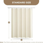 downluxe Linen Texture 3 in 1 Farmhouse Shower Curtain Set with Tassel, Boho Fabric Shower Curtains for Bathroom, Cream, 60W x 72L