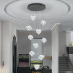 10-Lights LED Staircase Chandelier Modern Foyer Chandeliers Large Chandelier for High Ceilings,Crystal Pendant Light for Living Room Stairwell Dining Room Entryway