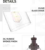 zeyu 1-Light Farmhouse Pendant Light, Modern Hanging Pendant Lighting with Clear Glass Shade, Oil Rubbed Bronze Finish, ZG33M1L ORB