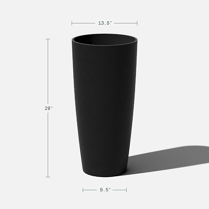 Veradek Mason Series Vega Planter - Round Tall Planter for Indoor or Outdoor Porch/Patio | Made from Plastic-Stone Composite with Drainage Holes | Modern Décor for, Flowers, Interior Plants