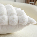 Neelvin Cream White Faux Fur Cozy Soft Plaid Decorative Throw Pillow Covers 20x20 inch Set of 2,Velvet Pillowcase Cushion Case for Sofa Couch