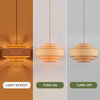 Farmhouse 26" Large Drum Rattan Chandelier 6-Lights Vintage Boho Rattan Chandelier Retro Vintage Bamboo Drum Chandeliers for Dining Room, Kitchen Island, Living Room, Bedroom