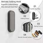 2PCS Folding Coat Hook, Heavy Duty Wall Hooks Made of Zinc Alloy, Foldable Wall Hooks for Hanging Coats, Scarves, Hats, Bathrobes, Keys, Bags(Gray)