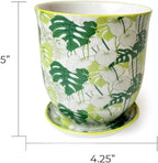 CHIVE 'Liberte' Ceramic Succulent Planters — Cute 4.25 Inch Vintage Style Pots for Indoor Plants — Beautiful Home and Kitchen Décor — Monstera