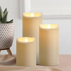 4" x 6" 8" 10" Waterproof Outdoor Flameless Candles with Remote, Flickering Battery Operated LED Pillar Candles for Home, Lanterns Decor, Ivory Plastic