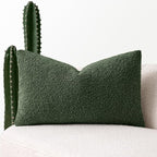MIULEE Textured Boucle Throw Pillow Cover Christmas Dark Green Accent Solid Lumbar Pillow Case Decorative Soft Pack of 1 Couch Cushion Chair Sofa Bedroom Livingroom Home Decor,12x20 Inch