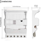 Wall Mount Mail Organizer with Storage Drawer and 6 Hooks, Easy Installation Key Rack for Entryway and Home Decor, Luxury White