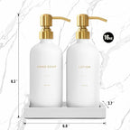 Gold Soap Dispenser Bathroom Set, Hand and Lotion Dispenser with Stainless Steel Pump, Perfect for Modern Bathroom Decor. (Gold)
