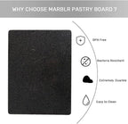 Natural Black Granite Cutting Board for Kitchen, Black Stone Pastry Borad 16x12x0.5 Inch, with Non-Slip Feet, for Serving, Baking, and Tempering Chocolate.