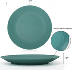 Flat Dinner Plates Set of 8 Alternative for Plastic Plates Microwave and Dishwasher Safe Wheat Straw Plates for Kitchen Unbreakable Kids Plates(Green,9 inch)
