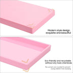 Vanity and Bathroom Tray, 7.7" ABS Countertop Organizer,Waterproof Vanity Tray for Toilet Tank,Perfume,Soap,Keys,Bathroom Accessories,Kitchen and Bath Trays,Non Slip Small Trays,Pink