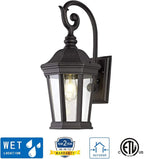 Exterior Light Fixtures, Outdoor Wall Light/Lantern, Large Outdoor Porch Light Fixtures Wall Mount in Matte Black Finish with Clear Glass, Aluminum Alloy, 60W