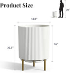 FONTOI 20.3'' Front Porch Planter Stand, Outdoor Round Plant Stand for Porch, Plastic Striped Planter Stand with 3 Holder, Indoor Flower Pots Stand for Tall Plants, Porch Decor,White