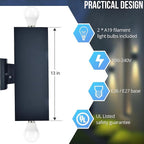 wowlite Outdoor Wall Lights Dusk to Dawn Sensor, 6000K Cool LED Up Down Sconce, IP65 Waterproof 13" Modern Square Matte Black Exterior Light Fixture Wall Mount for Porch Patio Garage, ETL Listed