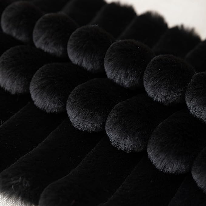 ZLINA Set of 2 Black Faux Fur Decorative Throw Pillow Covers Fluffy Striped Pillowcase Cushion Covers 16 x 16 Inch Decor Sofa Couch Bedroom