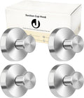 Suction Cup Hooks for Shower Towels Robes, Heavy Duty Bathroom Shower Hooks Stainless Steel, No Drill on Smooth Wall,Glass,Mirror, Tile in Bedroom Kitchen to Hang Swimsuit Washcloths (4, Silver)