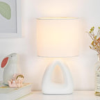 Lampwell LILA Small Modern Ceramic Table Lamp, Off White, 6.7x3.94xH11.8IN, Bulb Excluded, Kids & Night Table Lamp
