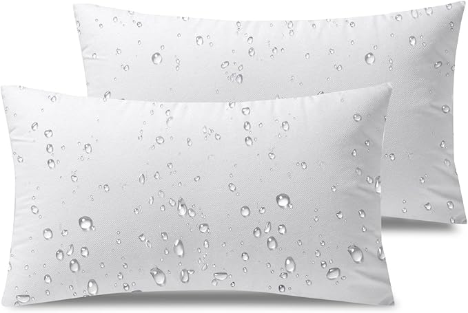 Phantoscope Premium Outdoor Pillow Inserts - Pack of 2 Square Form Water Resistant Decorative Throw Pillows, Couch Sham Cushion Stuffer 12 x 20 inches