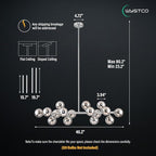 16-Light Globe Sputnik Chandelier, Mid Century Modern Light Fixture Over Table, Chrome Silver Linear Chandeliers for Dining Room and Kitchen Island (Smoke Grey Glass Bubble Shades, 40 Inch)
