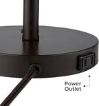360 Lighting Heyburn 20" High Modern Accent Hotel Style Table Lamp with USB Charging Ports A+C and AC Power Outlet in Base Dark Bronze Oatmeal Cylinder Shade for Living Room Desk Bedroom House